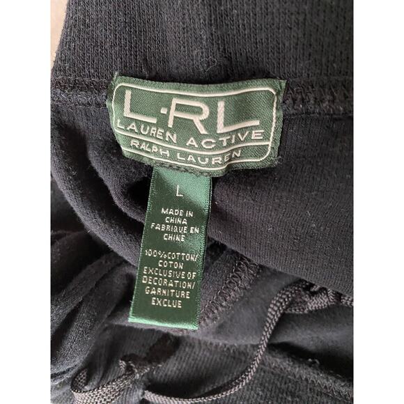 RALPH LAUREN Navy Cotton French Rib Knit Gold Piping Trim Athletic Pants size L - Picture 2 of 7